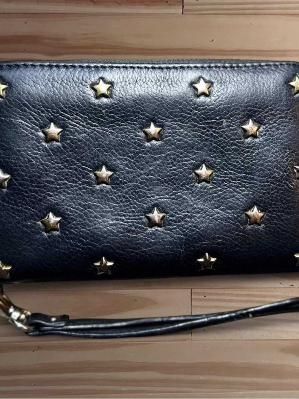 Fossil vintage black leather wallet with silver star studs - Picture 8 of 8